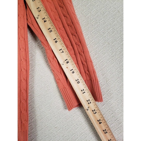 Willi Smith Sweater Medium Orange Mock Neck Long Sleeve Cable Knit Pullover - Picture 4 of 9